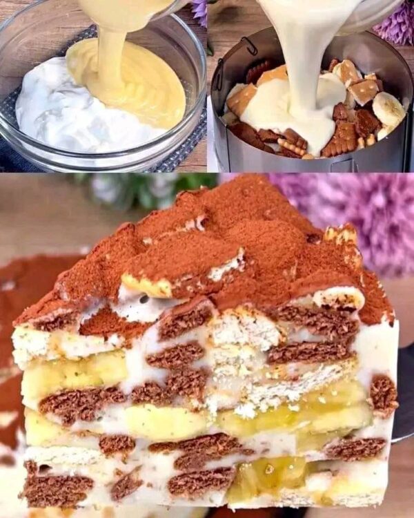 Gâteau banane et biscuits : le délicieux dessert sans four