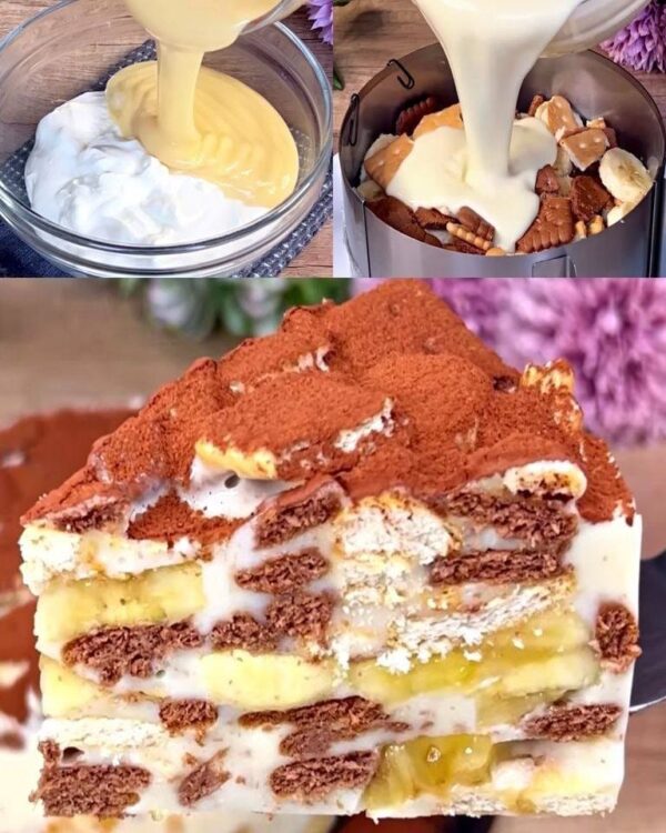 Gâteau banane et biscuits : le délicieux dessert sans four