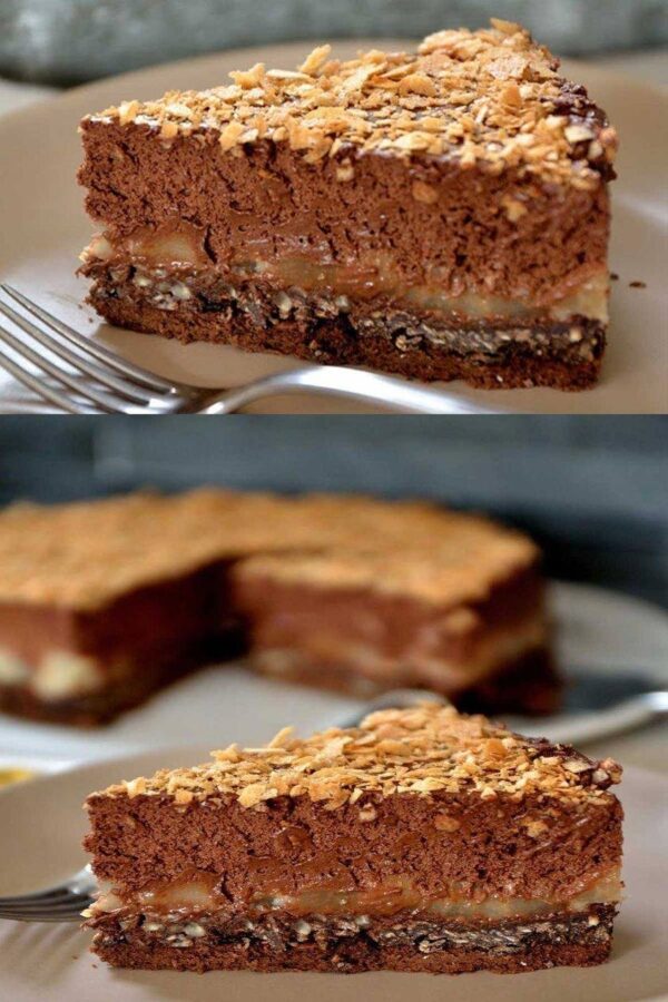 Gâteau crousti-fondant chocolat-poire