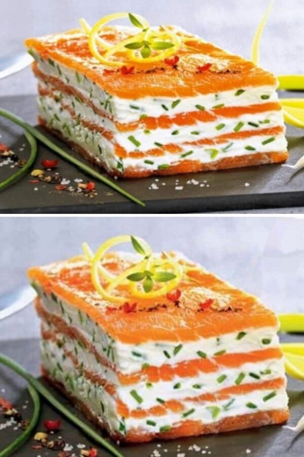 Mille-feuilles de saumon fumé au mascarpone citronné