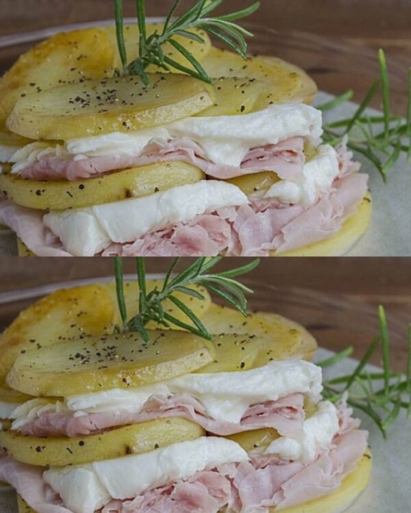 Millefeuille de Pommes de Terre, Jambon et Mozzarella