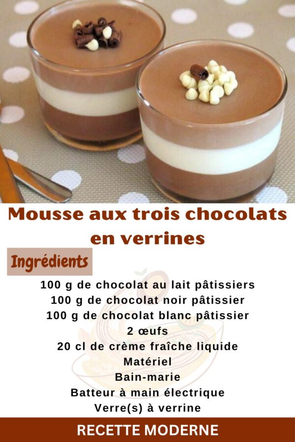 Mousse aux trois chocolats en verrines