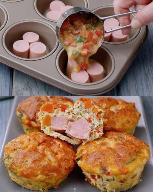 Muffins aux œufs et à la saucisse : savoureux à servir en apéritif !