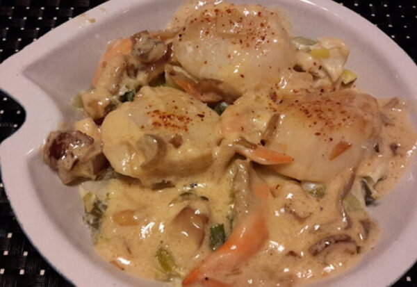 Noix de Saint-Jacques flambées