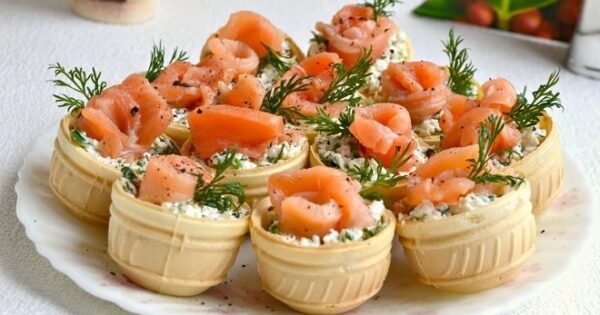 Paniers farcis au saumon apéritif festif