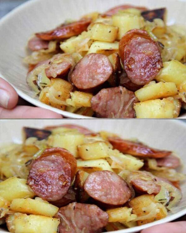 Poêlée aux pommes de terre et saucisse fumée