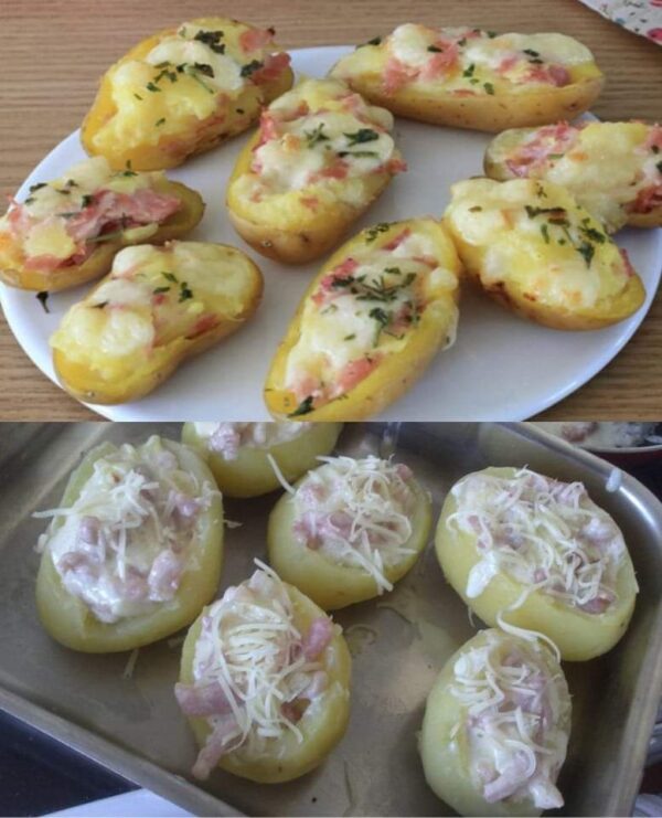 Pommes de terre farcies au jambon et fromage à raclette