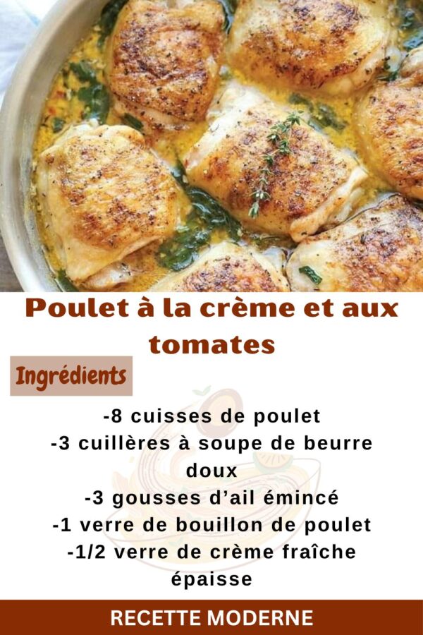 Poulet à la crème et aux tomates