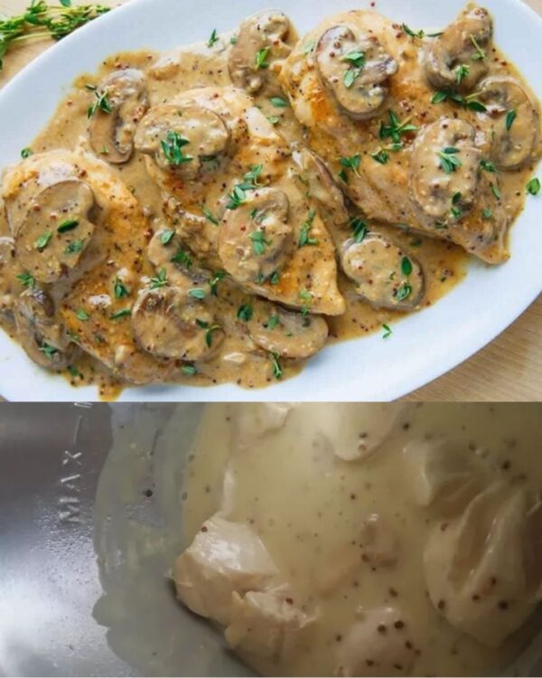 Poulet à la moutarde et aux champignons
