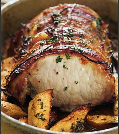 ROTI DE PORC AU DEUX POMMES