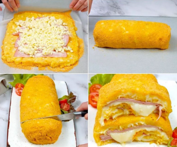 ROULEAU DE POMMES DE TERRE AU FROMAGE ET JAMBON