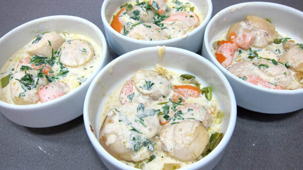 Recette de Coquille Saint-Jacques à la Honfleuraise