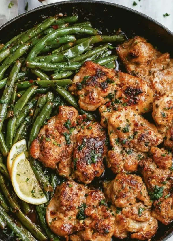 Recette de Cuisses de Poulet à l&rsquo;Ail et au Citron avec Haricots Verts