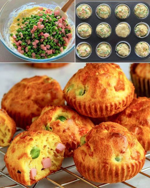 Recette de muffins aux pois et au jambon