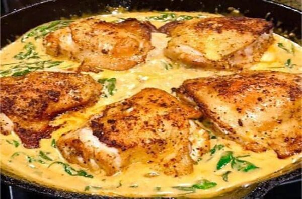 Recette du Poulet et Épinards dans une Sauce Crémeuse au Paprika :