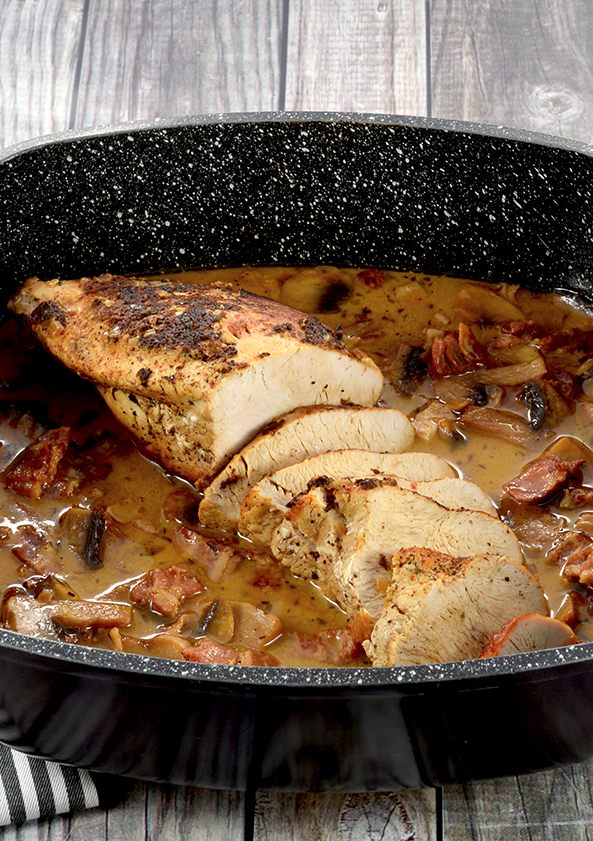 Rôti de dinde forestier en cocotte