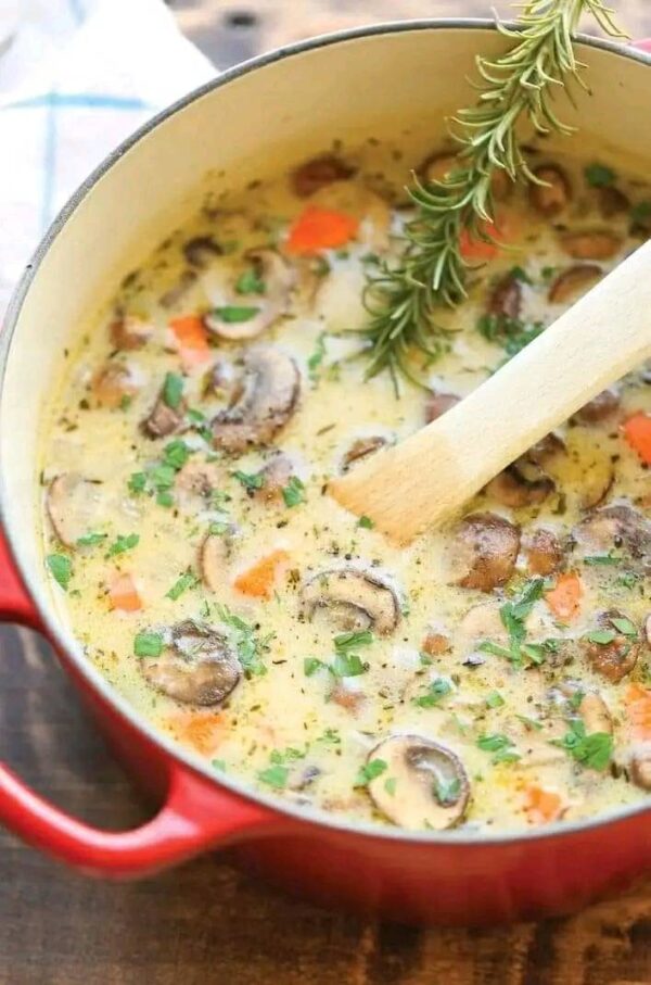 SOUPE AUX CHAMPIGNONS ET POULET