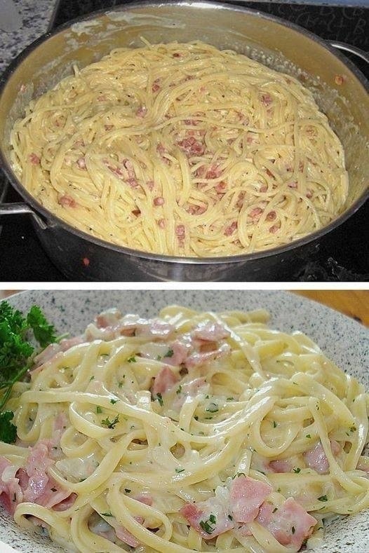 Spaghettis au Saumon Carbonara