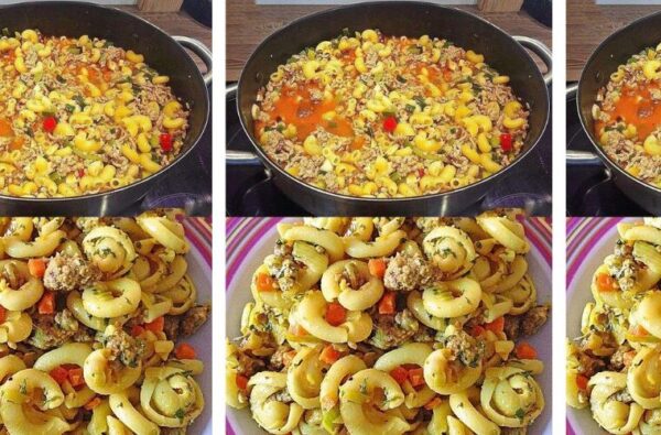 Spaghettis sautés à la viande hachée et aux