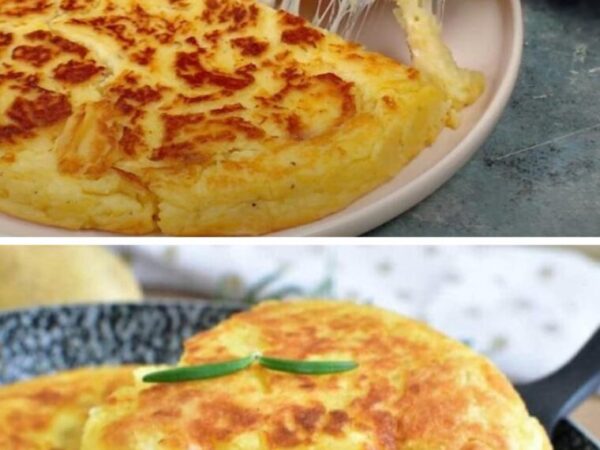 Tarte aux pommes de terre accompagnée de la mozzarella et du jambon