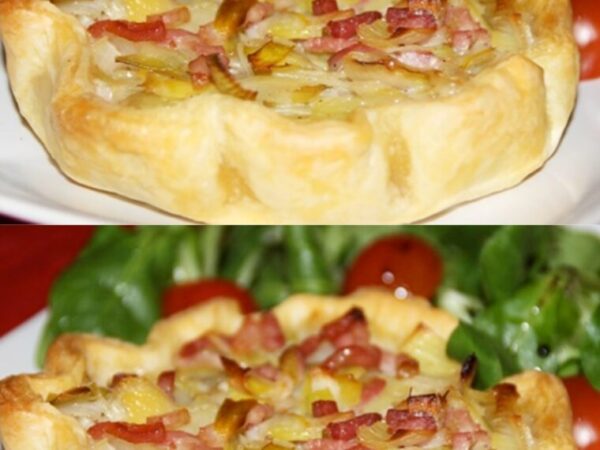 Tartelette de poireaux aux lardons fumés