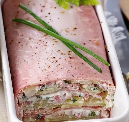 Terrine de jambon au chèvre et pomme de terre