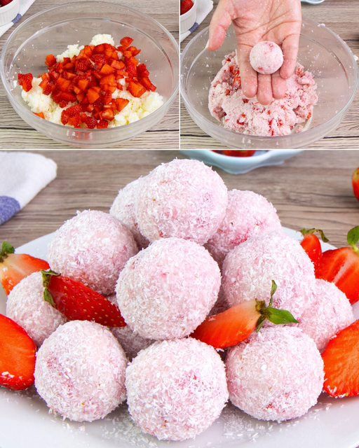 Truffes à la fraise et à la noix de coco : la recette de dessert no cook sans effort