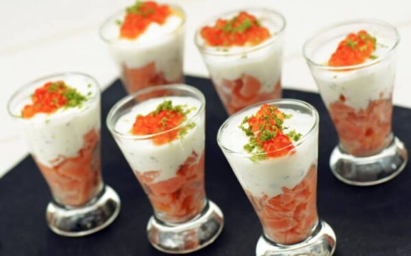 Verrines de saumon fumé avec du  Philadelphia