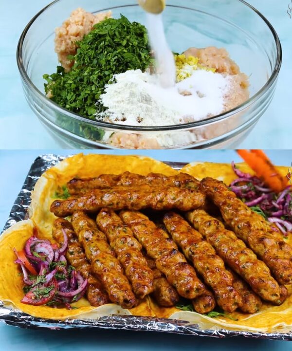 Kebab de poulet grillé au four avec un assaisonnement spécial et un goût incroyable