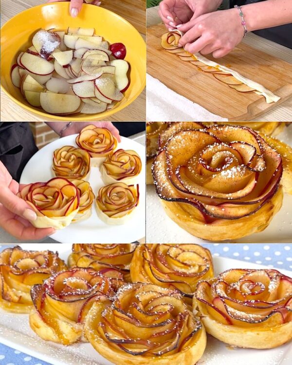 Roses aux pommes en pâte feuilletée : une idée gourmande mignonne et savoureuse