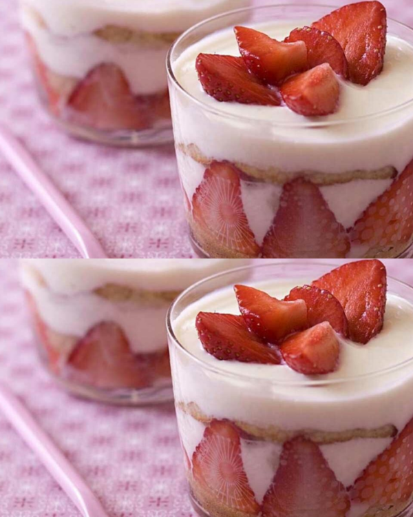 Tiramisu au Yaourt et aux fraises, délicieux et crémeux