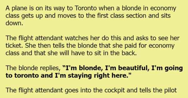 A Blonde In Economy Class Moves To The First Class Section