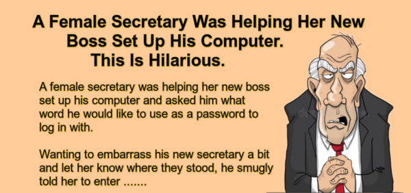 A Female Secretary Was Helping Her New Boss Set Up His Computer.