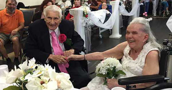 After 75 years of marriage, this loving couple reaffirms their wedding vows.
