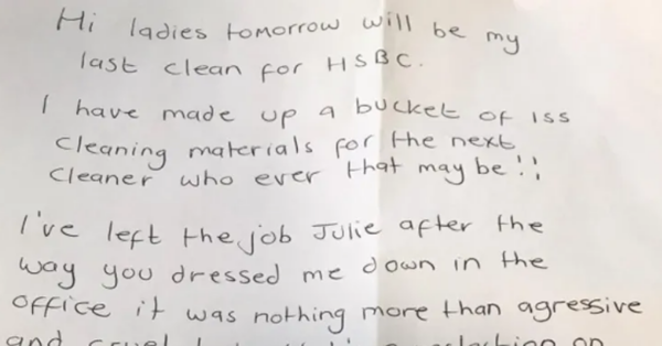 After Being Browbeaten By Manager, 67-Yr-Old Cleaner Shares Poignant Lesson In Resignation Letter.
