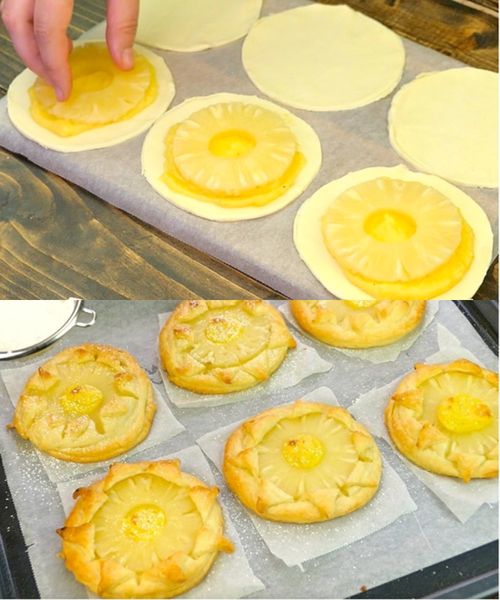 Ananas-Blätterteig-Sonnenblumen: einfach zuzubereiten und so lecker