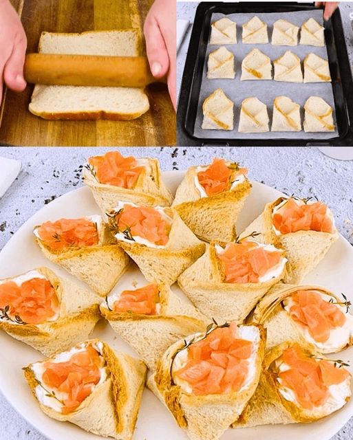 Brottaschen mit Käse und Lachs