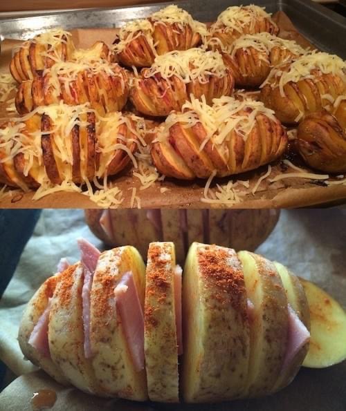Fächerkartoffeln mit Schinken und Käse