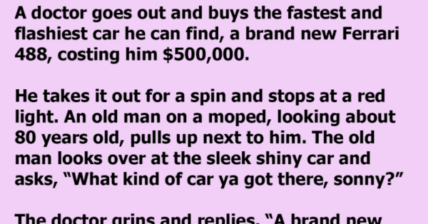 Ferrari Driver Pulls Up Next To A Senior On A Moped, And Can’t Believe His Own Eyes.