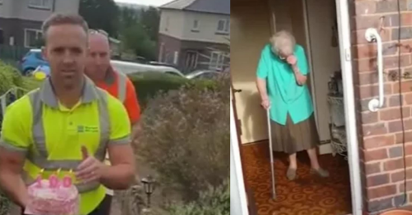 Garbage man surprises great grandmother on her 100th birthday with a heartwarming gesture that is melting our hearts