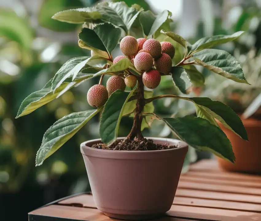a small lychee plant