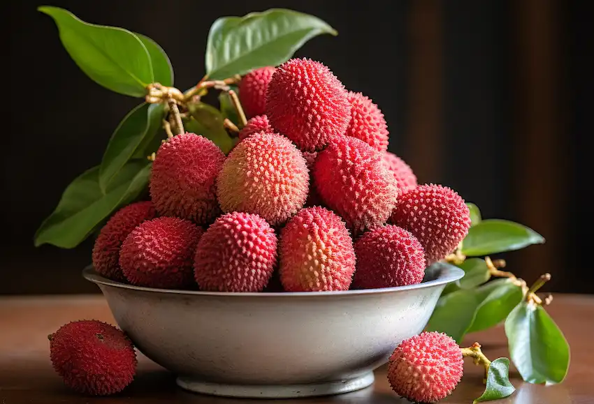 a bowl with lychee