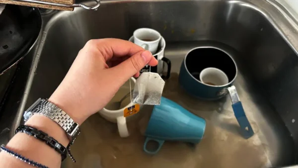 Immerse a tea bag in a sink full of dirty dishes: the unexpected reason