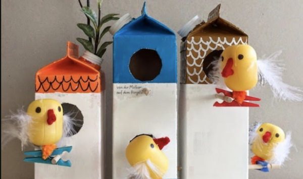 Learn to make Bird Houses with Milk Cartons