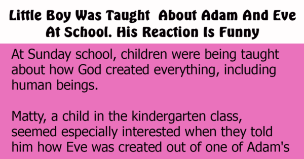 Little Boy Was Taught  About Adam And Eve At School. His Reaction Is Funny