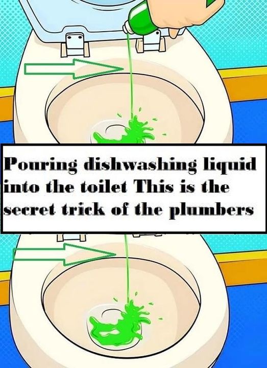 Pouring dishwashing liquid into the toilet This is the secret trick of the plumbers