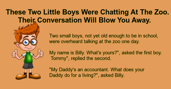 These Two Little Boys Were Chatting At The Zoo.